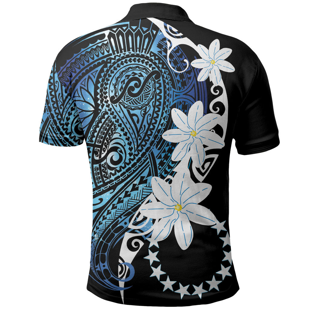 Cook Islands Maori Language Week Polo Shirt Tiare Maori Kuki Airani Blue Pattern