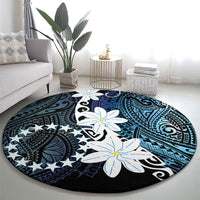 Cook Islands Maori Language Week Round Carpet Tiare Maori Kuki Airani Blue Pattern