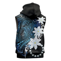 Cook Islands Maori Language Week Sleeveless Hoodie Tiare Maori Kuki Airani Blue Pattern
