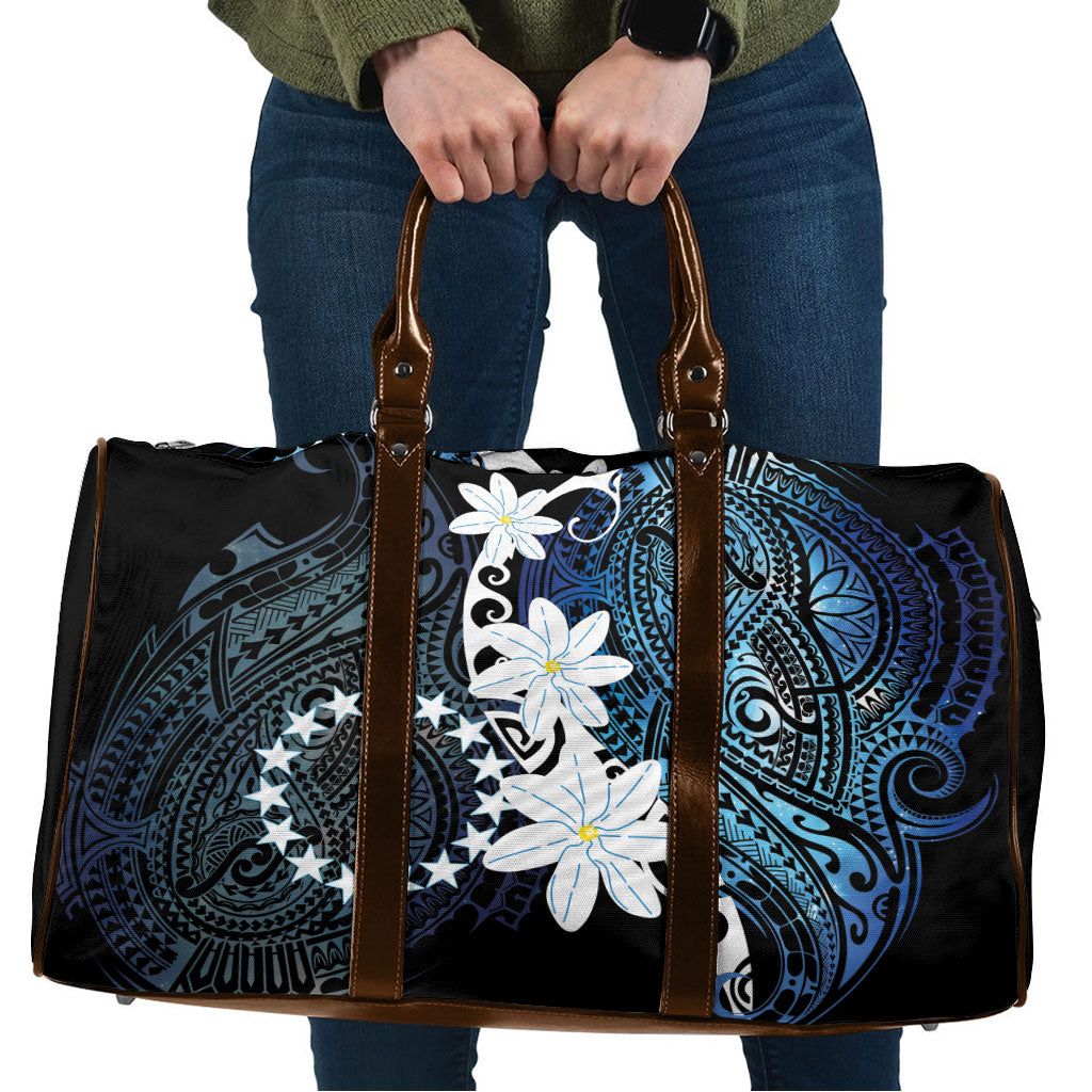 Cook Islands Maori Language Week Travel Bag Tiare Maori Kuki Airani Blue Pattern