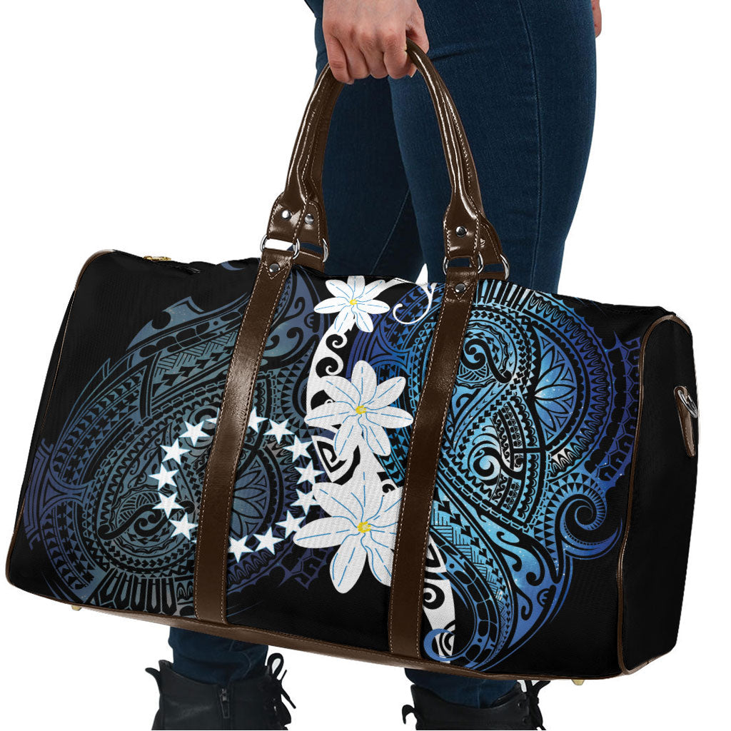 Cook Islands Maori Language Week Travel Bag Tiare Maori Kuki Airani Blue Pattern