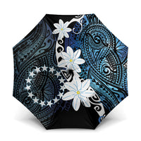 Cook Islands Maori Language Week Umbrella Tiare Maori Kuki Airani Blue Pattern