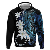 Cook Islands Maori Language Week Zip Hoodie Tiare Maori Kuki Airani Blue Pattern