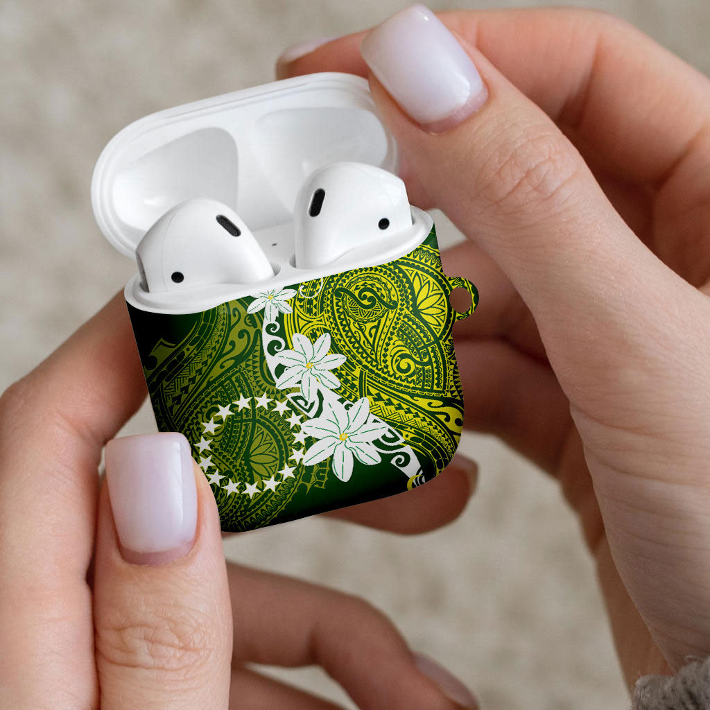 Cook Islands Maori Language Week AirPods Case Tiare Maori Kuki Airani Green Pattern