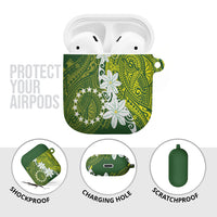 Cook Islands Maori Language Week AirPods Case Tiare Maori Kuki Airani Green Pattern