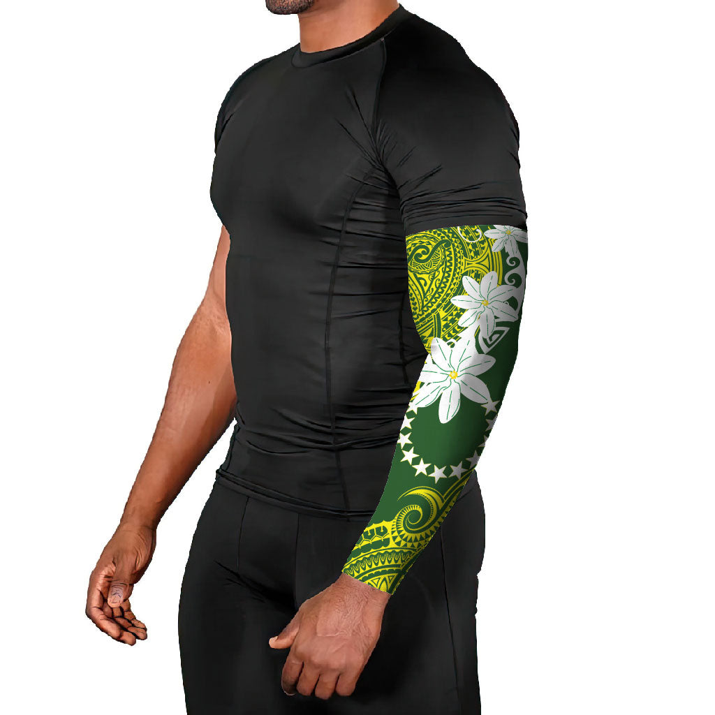 Cook Islands Maori Language Week Arm Sleeves Tiare Maori Kuki Airani Green Pattern
