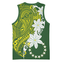 Cook Islands Maori Language Week Basketball Jersey Tiare Maori Kuki Airani Green Pattern