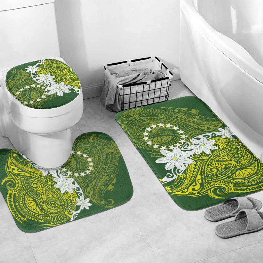 Cook Islands Maori Language Week Bathroom Set Tiare Maori Kuki Airani Green Pattern