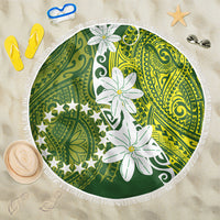 Cook Islands Maori Language Week Beach Blanket Tiare Maori Kuki Airani Green Pattern