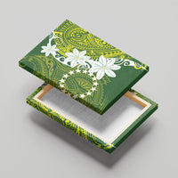 Cook Islands Maori Language Week Canvas Wall Art Tiare Maori Kuki Airani Green Pattern
