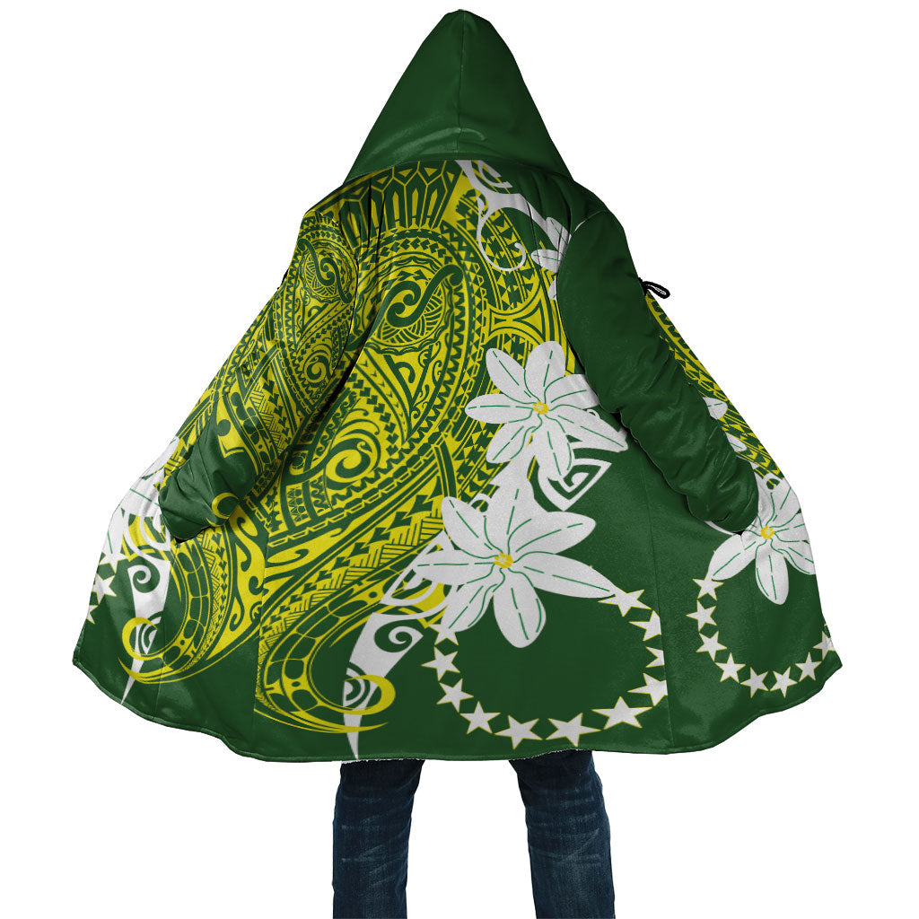 Cook Islands Maori Language Week Cloak Tiare Maori Kuki Airani Green Pattern LT22 Unisex Green - Polynesian Pride