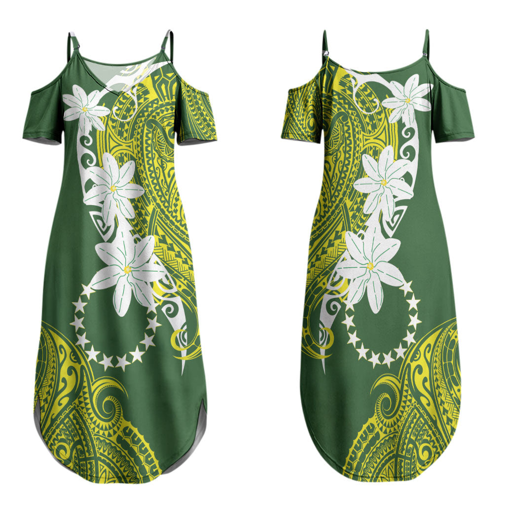 Cook Islands Maori Language Week Family Matching Summer Maxi Dress and Hawaiian Shirt Tiare Maori Kuki Airani Green Pattern