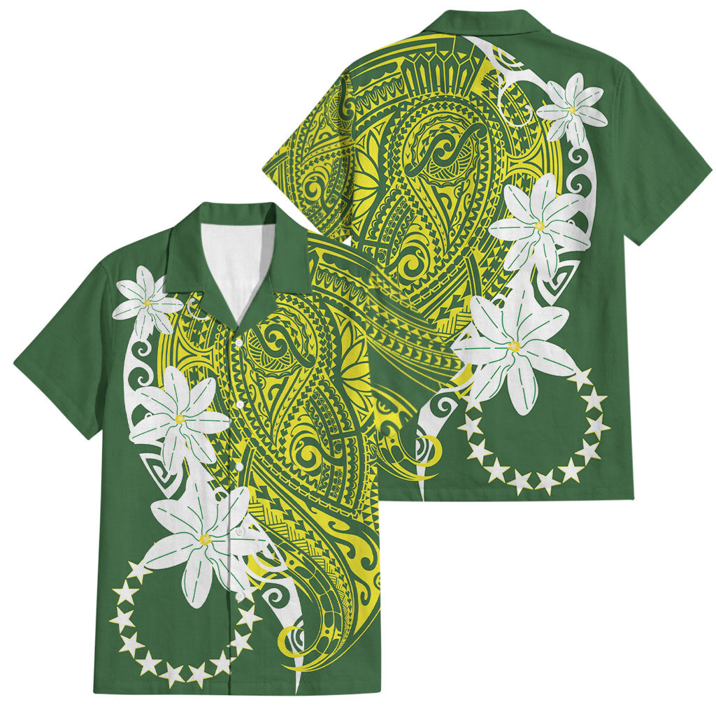 Cook Islands Maori Language Week Family Matching Summer Maxi Dress and Hawaiian Shirt Tiare Maori Kuki Airani Green Pattern