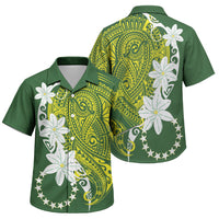 Cook Islands Maori Language Week Family Matching Summer Maxi Dress and Hawaiian Shirt Tiare Maori Kuki Airani Green Pattern