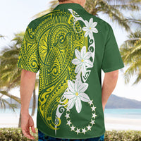 Cook Islands Maori Language Week Hawaiian Shirt Tiare Maori Kuki Airani Green Pattern