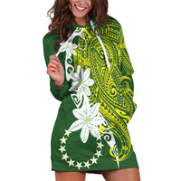 Cook Islands Maori Language Week Hoodie Dress Tiare Maori Kuki Airani Green Pattern
