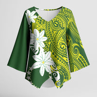 Cook Islands Maori Language Week Kimono Sleeve Blouse Tiare Maori Kuki Airani Green Pattern