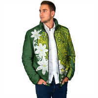 Cook Islands Maori Language Week Padded Jacket Tiare Maori Kuki Airani Green Pattern