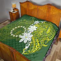 Cook Islands Maori Language Week Quilt Tiare Maori Kuki Airani Green Pattern