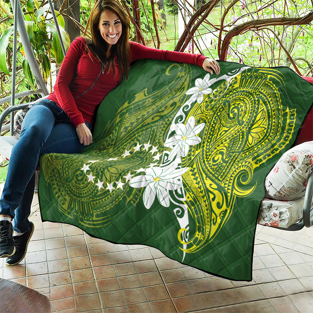 Cook Islands Maori Language Week Quilt Tiare Maori Kuki Airani Green Pattern