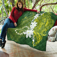 Cook Islands Maori Language Week Quilt Tiare Maori Kuki Airani Green Pattern