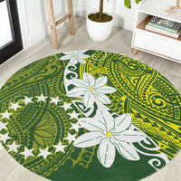 Cook Islands Maori Language Week Round Carpet Tiare Maori Kuki Airani Green Pattern