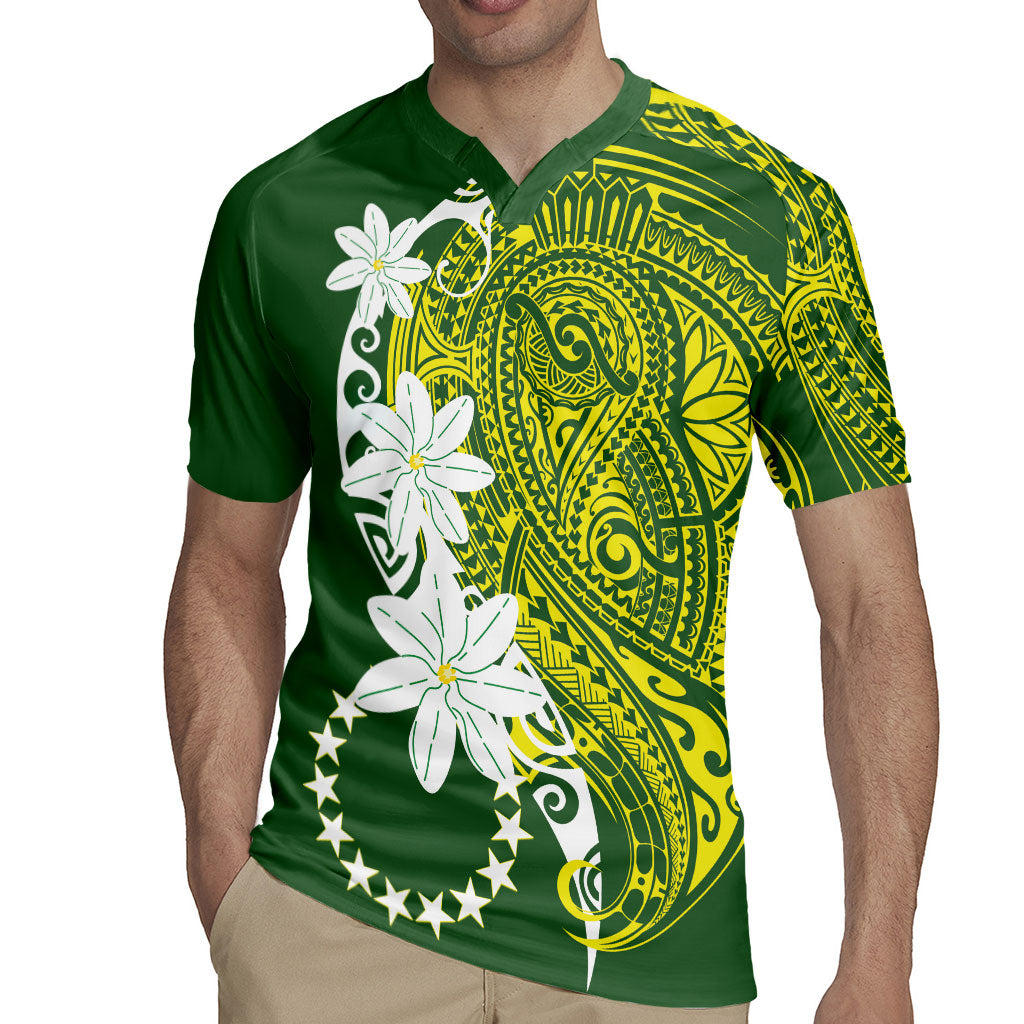 Cook Islands Maori Language Week Rugby Jersey Tiare Maori Kuki Airani Green Pattern