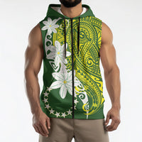 Cook Islands Maori Language Week Sleeveless Zip Hoodie Tiare Maori Kuki Airani Green Pattern