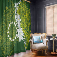 Cook Islands Maori Language Week Window Curtain Tiare Maori Kuki Airani Green Pattern