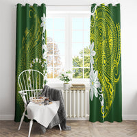 Cook Islands Maori Language Week Window Curtain Tiare Maori Kuki Airani Green Pattern