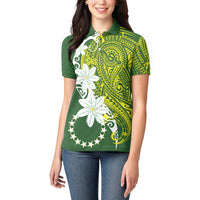 Cook Islands Maori Language Week Women Polo Shirt Tiare Maori Kuki Airani Green Pattern