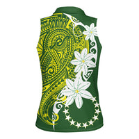 Cook Islands Maori Language Week Women Sleeveless Polo Shirt Tiare Maori Kuki Airani Green Pattern