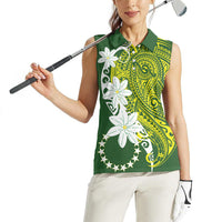 Cook Islands Maori Language Week Women Sleeveless Polo Shirt Tiare Maori Kuki Airani Green Pattern