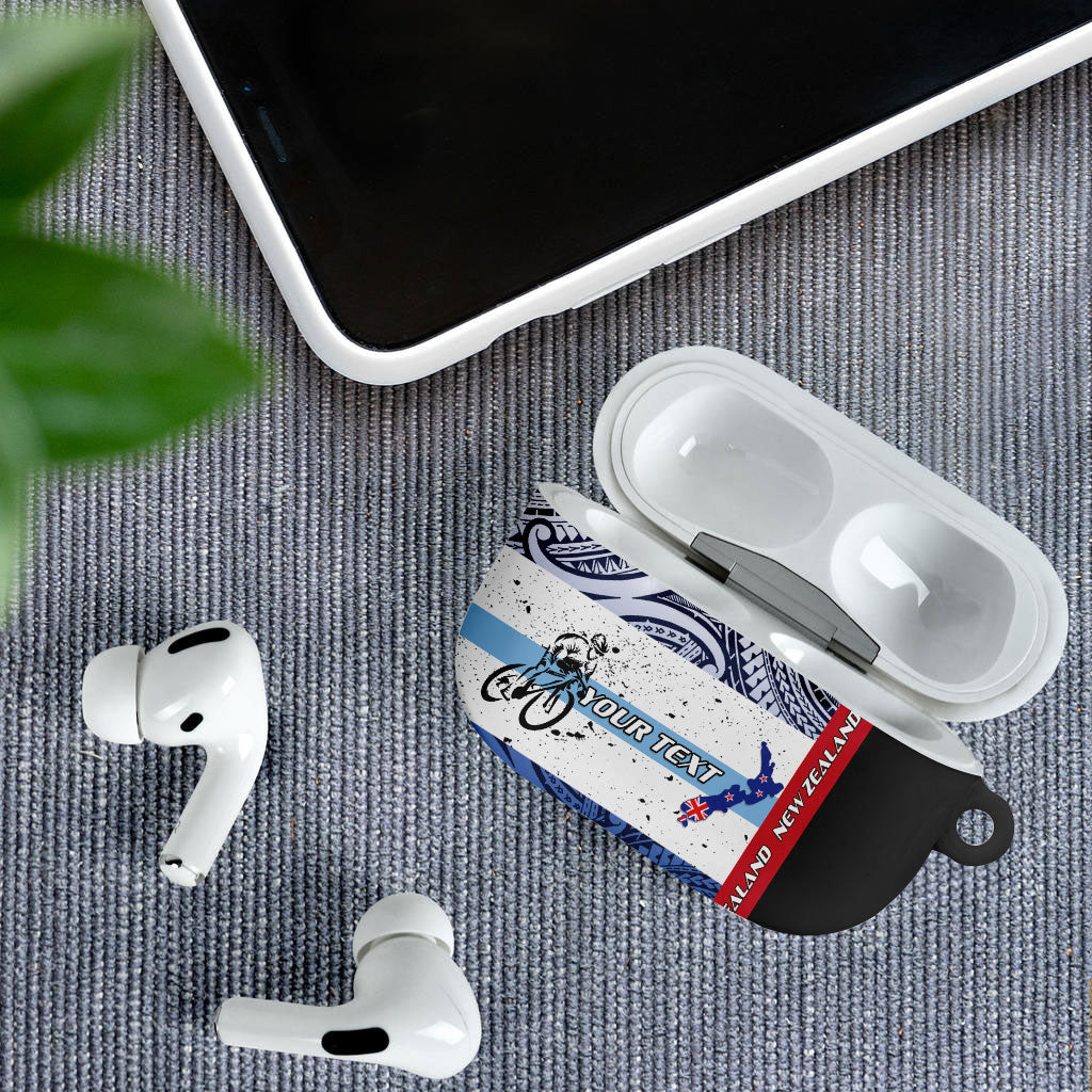 Personalised Cycling New Zealand AirPods Case Aotearoa Map Fern Maori Pattern