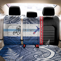 Personalised Cycling New Zealand Back Car Seat Cover Aotearoa Map Fern Maori Pattern