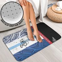Personalised Cycling New Zealand Bathroom Set Aotearoa Map Fern Maori Pattern