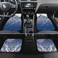 Personalised Cycling New Zealand Car Mats Aotearoa Map Fern Maori Pattern