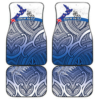 Personalised Cycling New Zealand Car Mats Aotearoa Map Fern Maori Pattern