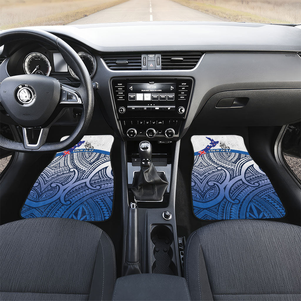 Personalised Cycling New Zealand Car Mats Aotearoa Map Fern Maori Pattern