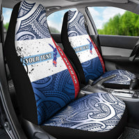 Personalised Cycling New Zealand Car Seat Cover Aotearoa Map Fern Maori Pattern