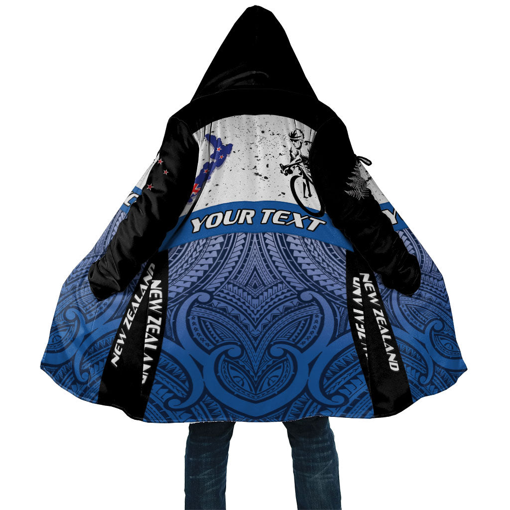 Personalised Cycling New Zealand Cloak Aotearoa Map Fern Maori Pattern