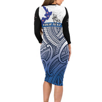 Personalised Cycling New Zealand Family Matching Long Sleeve Bodycon Dress and Hawaiian Shirt Aotearoa Map Fern Maori Pattern LT22 - Polynesian Pride