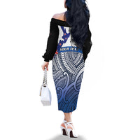 Personalised Cycling New Zealand Family Matching Off The Shoulder Long Sleeve Dress and Hawaiian Shirt Aotearoa Map Fern Maori Pattern LT22 - Polynesian Pride