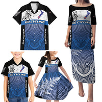 Personalised Cycling New Zealand Family Matching Puletasi and Hawaiian Shirt Aotearoa Map Fern Maori Pattern LT22 - Polynesian Pride