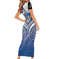 Personalised Cycling New Zealand Family Matching Short Sleeve Bodycon Dress and Hawaiian Shirt Aotearoa Map Fern Maori Pattern LT22 - Polynesian Pride