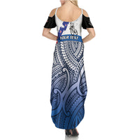 Personalised Cycling New Zealand Family Matching Summer Maxi Dress and Hawaiian Shirt Aotearoa Map Fern Maori Pattern LT22 - Polynesian Pride