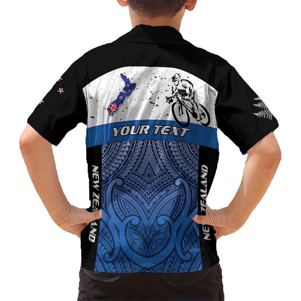 Personalised Cycling New Zealand Family Matching Tank Maxi Dress and Hawaiian Shirt Aotearoa Map Fern Maori Pattern LT22 - Polynesian Pride