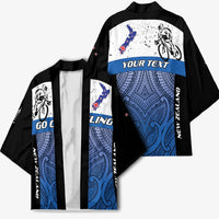 Personalised Cycling New Zealand Kimono Aotearoa Map Fern Maori Pattern