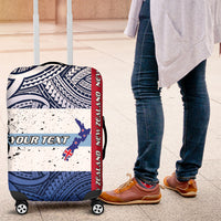 Personalised Cycling New Zealand Luggage Cover Aotearoa Map Fern Maori Pattern