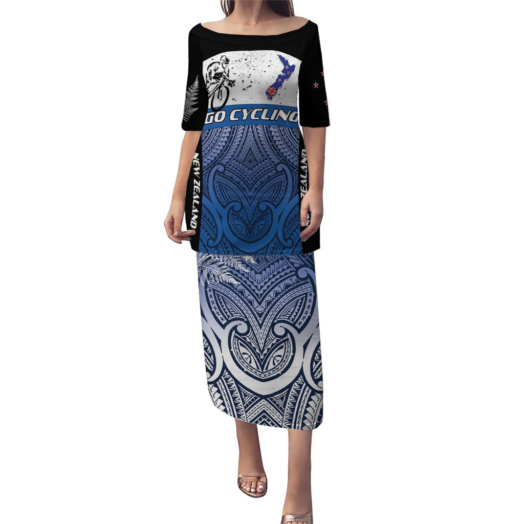 Personalised Cycling New Zealand Puletasi Aotearoa Map Fern Maori Pattern
